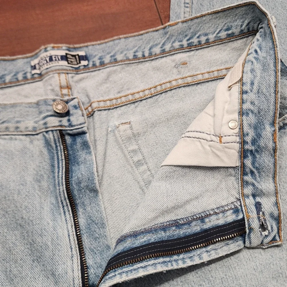 VTG Gap Jeans Mens 40x32 Blue Straight Leg Baggy Light Wash Denim Made USA 90s